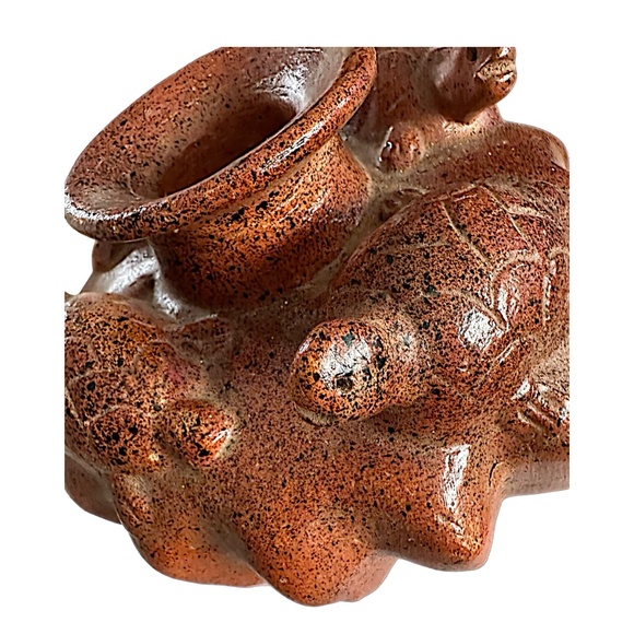 RARE Vintage Red Clay Four Perpetual Turtle Figures Pot Vase 6”x7” - Picture 5 of 6